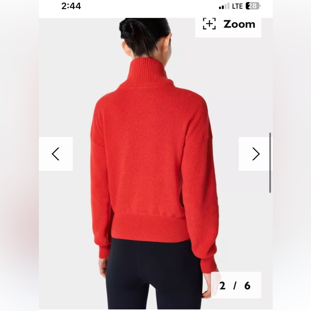 Sweaty Betty Modern Textured Knit Half Zip Sweater Red Size M NEW WITH TAG - Picture 3 of 5